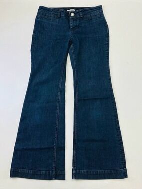 Banana Republic dark wash low rise flare jeans Size 6 wide leg Normcore Casual